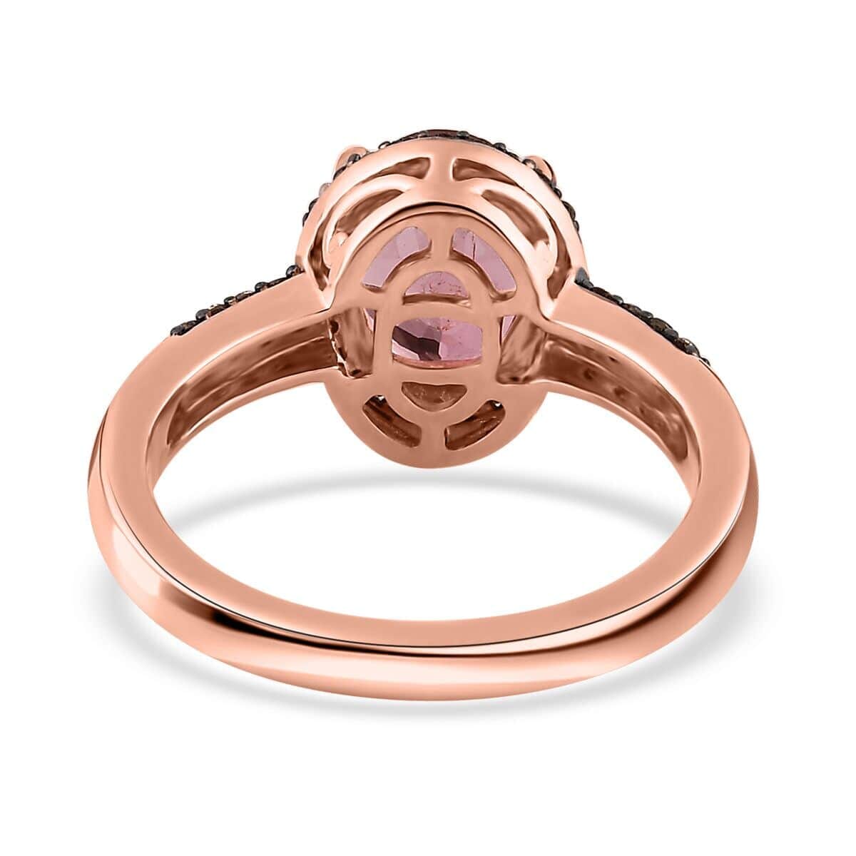 Luxoro 14K Rose Gold Premium Blush Tourmaline and Natural Champagne Diamond I2 Halo Ring (Size 7.5) 2.10 ctw image number 4