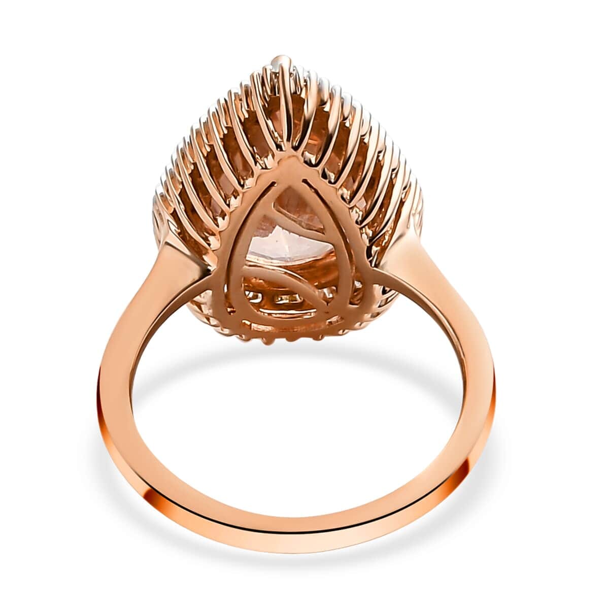 Luxoro 14K Rose Gold AAA Marropino Morganite and G-H I3 Diamond Halo Ring (Size 8.5) 4.35 Grams 5.35 ctw image number 4