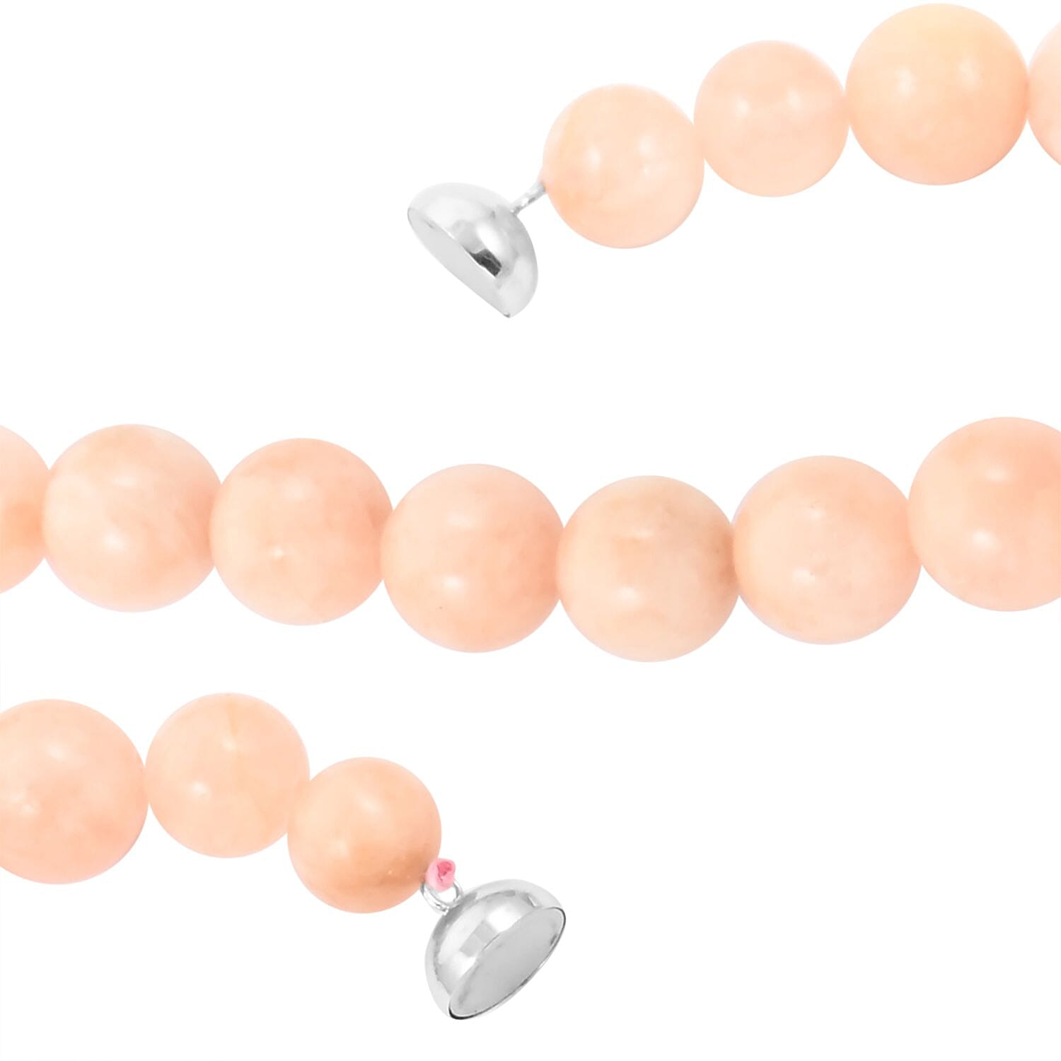 Marropino Morganite 11-16mm Beaded Necklace 20 Inches in with Magnetic Lock in Rhodium Over Sterling Silver 696.50 ctw
