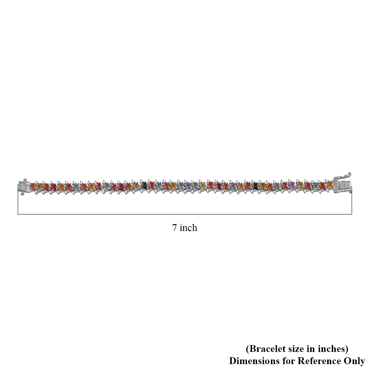 Multi Sapphire and White Zircon Bracelet in Platinum Over Sterling Silver (6.50 In) 11.00 ctw