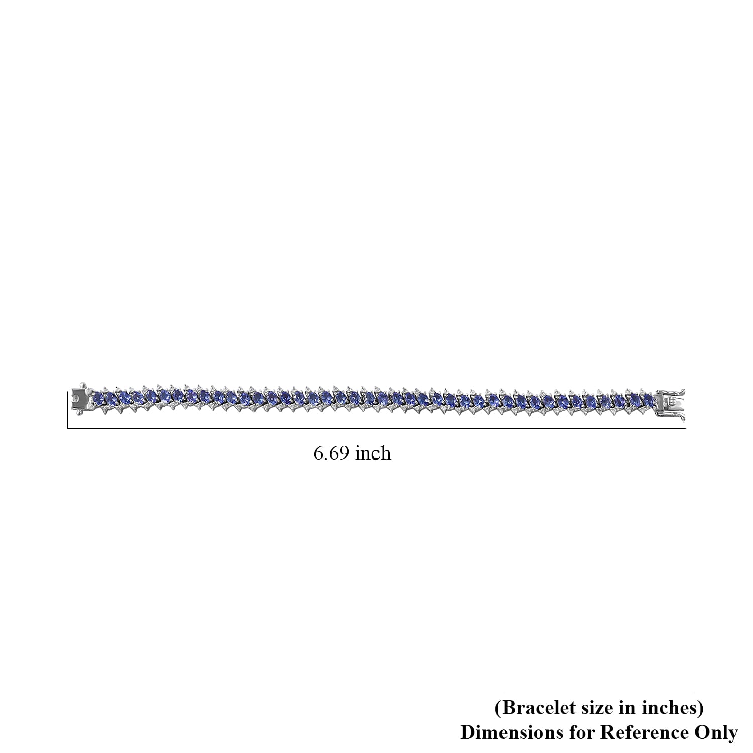 Tanzanite and White Zircon Bracelet in Platinum Over Sterling Silver (6.50 In) 7.80 ctw