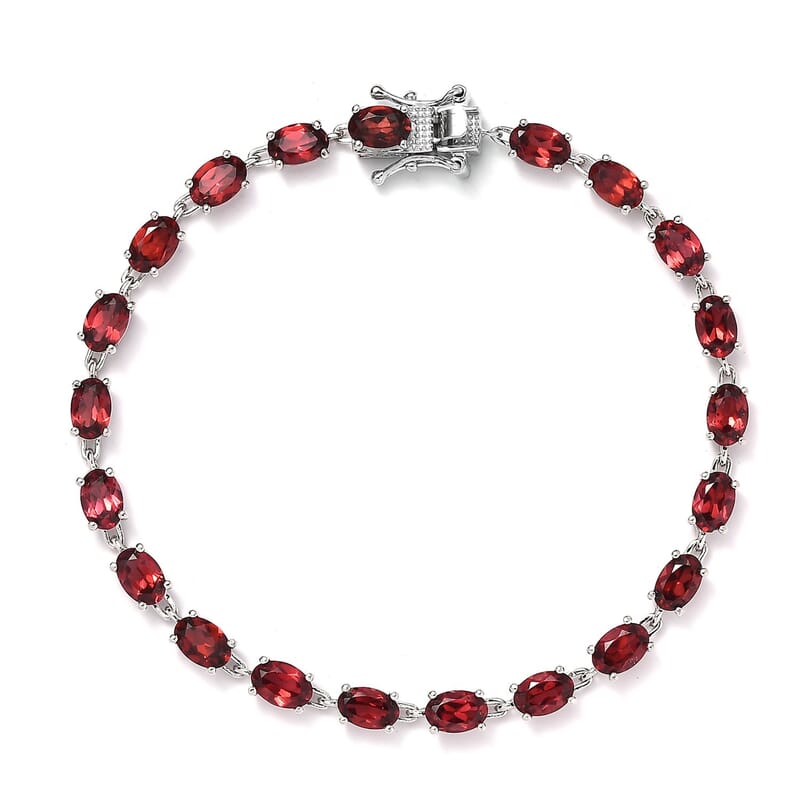 D'Joy Mozambique Garnet Bracelet in Platinum Over Sterling Silver (7.25 In) 12.50 ctw