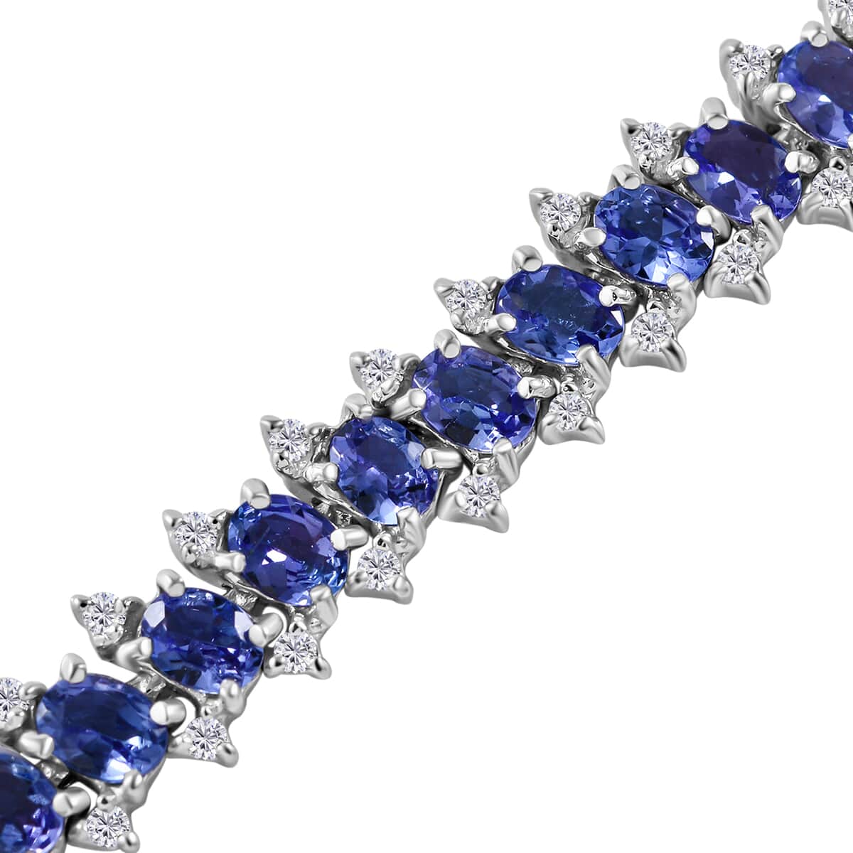 Tanzanite and White Zircon Bracelet in Platinum Over Sterling Silver (7.25 In) 8.75 ctw image number 3