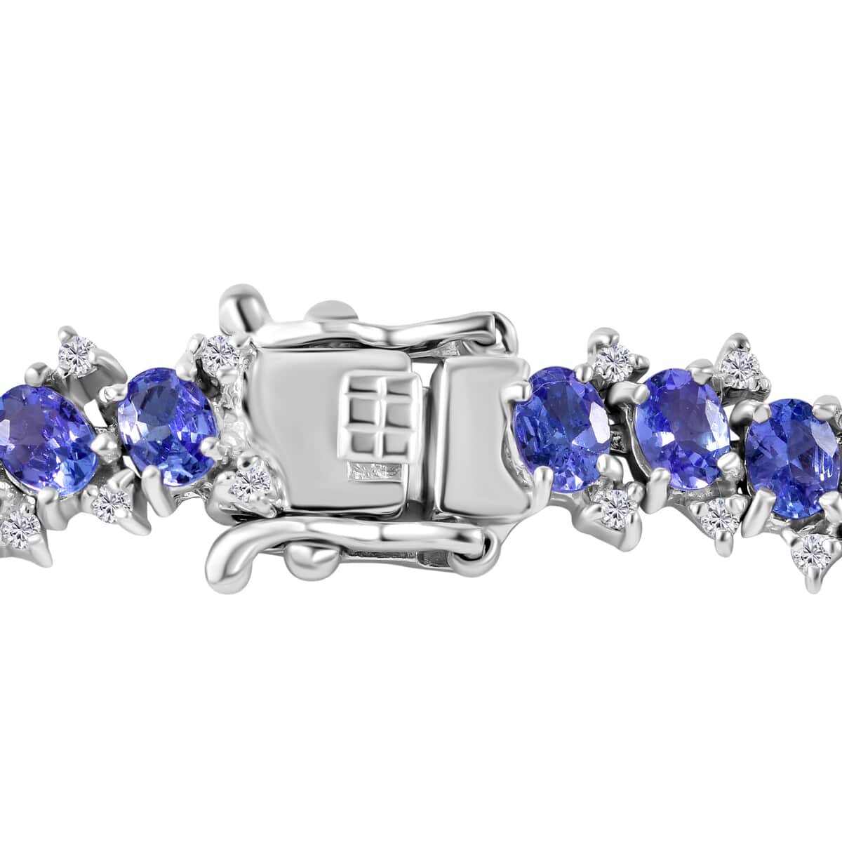 Tanzanite and White Zircon Bracelet in Platinum Over Sterling Silver (7.25 In) 8.75 ctw image number 4