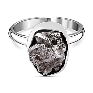 Meteorite 12.90 ctw Fancy Ring in Rhodium Over Sterling Silver (Size 8)