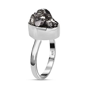 Meteorite 12.90 ctw Fancy Ring in Rhodium Over Sterling Silver (Size 8)