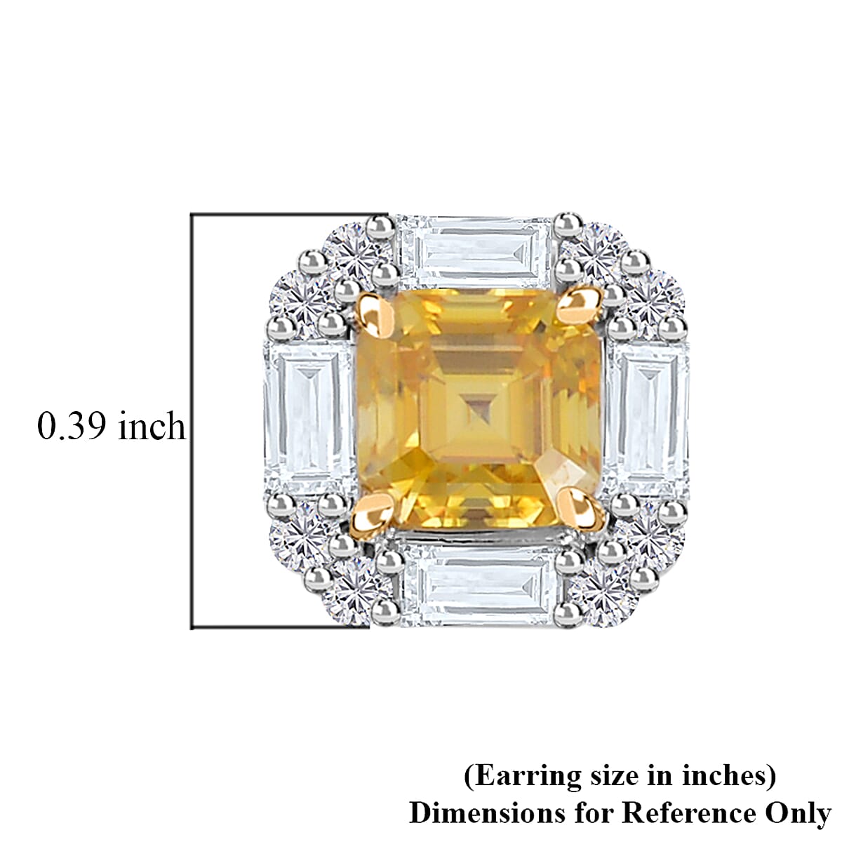Asscher Cut Yellow Moissanite and Moissanite Halo Stud Earrings in Rhodium Over Sterling Silver 3.15 ctw image number 5