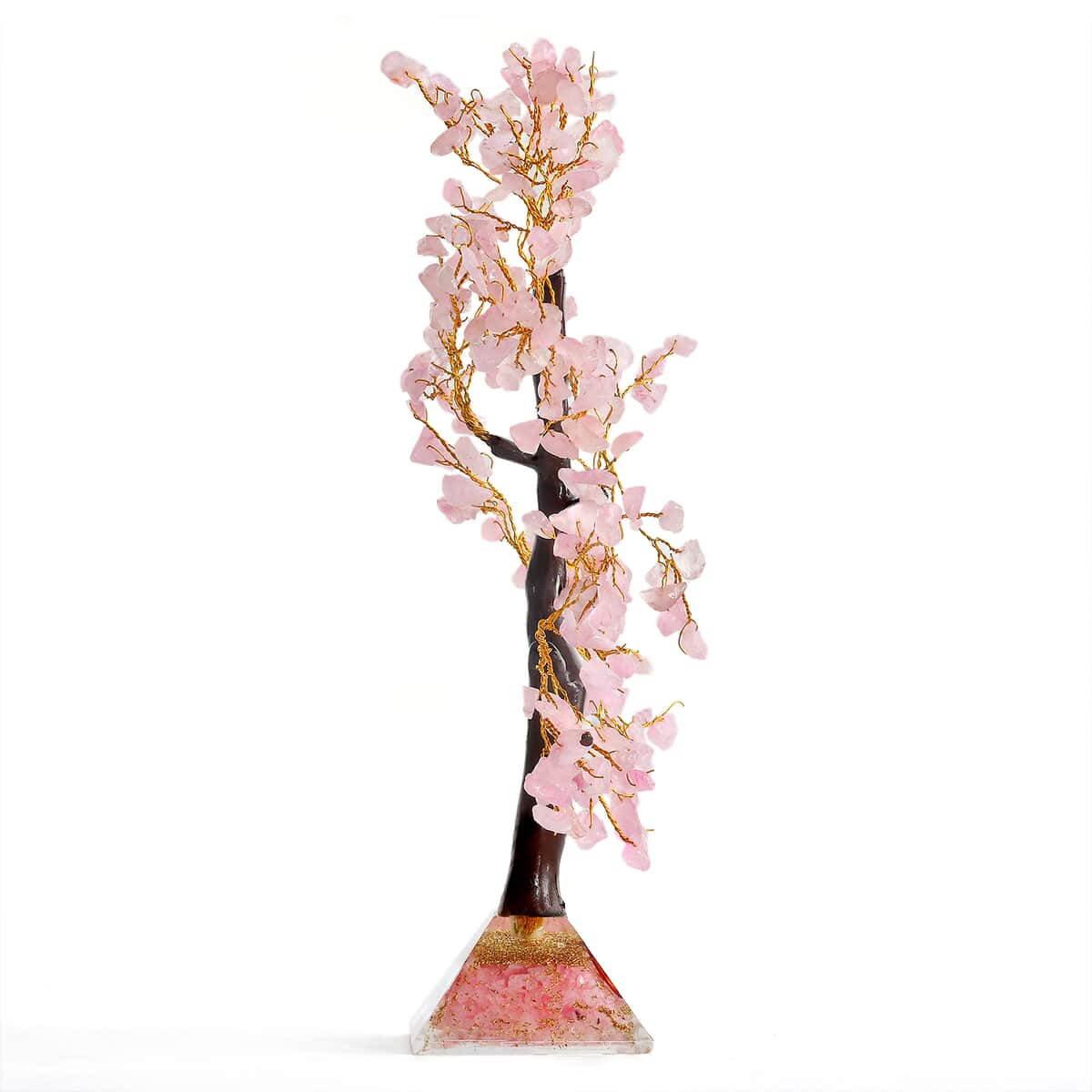 Rose Quartz Gemstone Tree With Pyramid Orgone Base (Approx. 0.881 lbs) image number 3