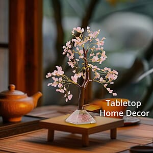 Rose Quartz Gemstone Tree With Pyramid Orgone Base (Approx. 0.881 lbs)