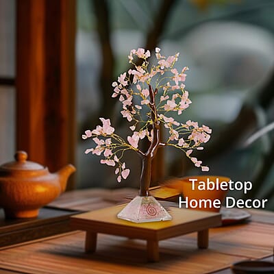 Rose Quartz Gemstone Tree With Pyramid Orgone Base (Approx. 0.881 lbs)