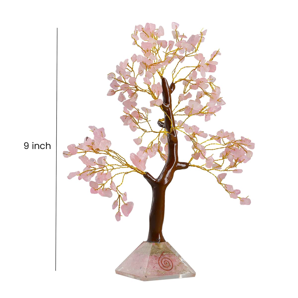 Rose Quartz Gemstone Tree With Pyramid Orgone Base (Approx. 0.881 lbs) image number 6