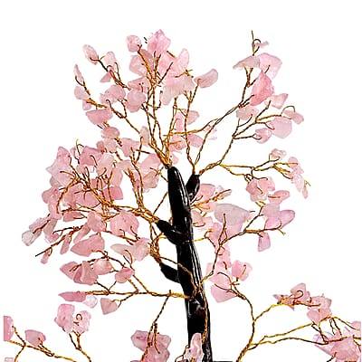 Rose Quartz Gemstone Tree With Pyramid Orgone Base (Approx. 0.881 lbs)