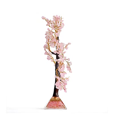 Rose Quartz Gemstone Tree With Pyramid Orgone Base (Approx. 0.881 lbs)