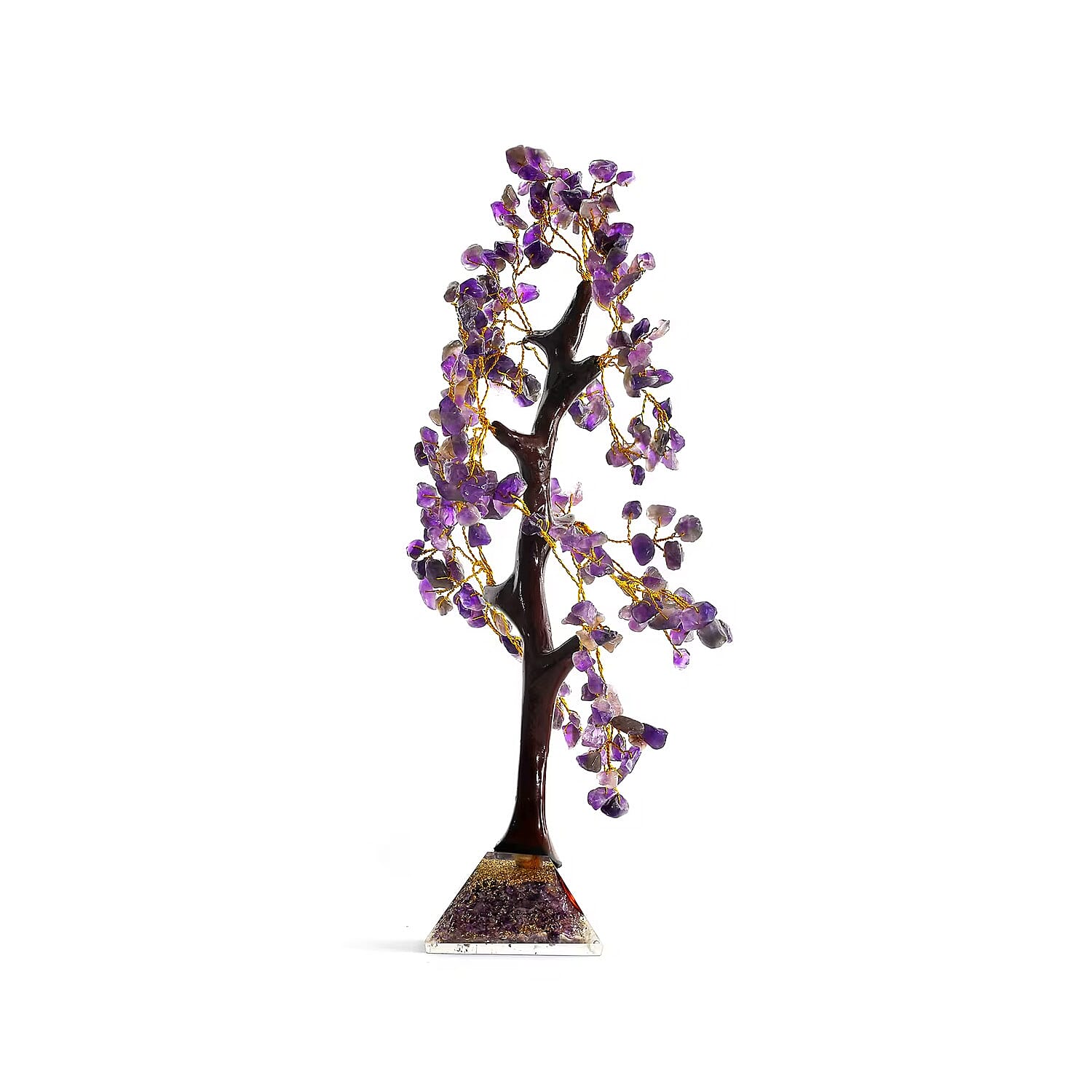 Amethyst Gemstone Tree With Pyramid Orgone Base (Approx. 0.881 lbs)