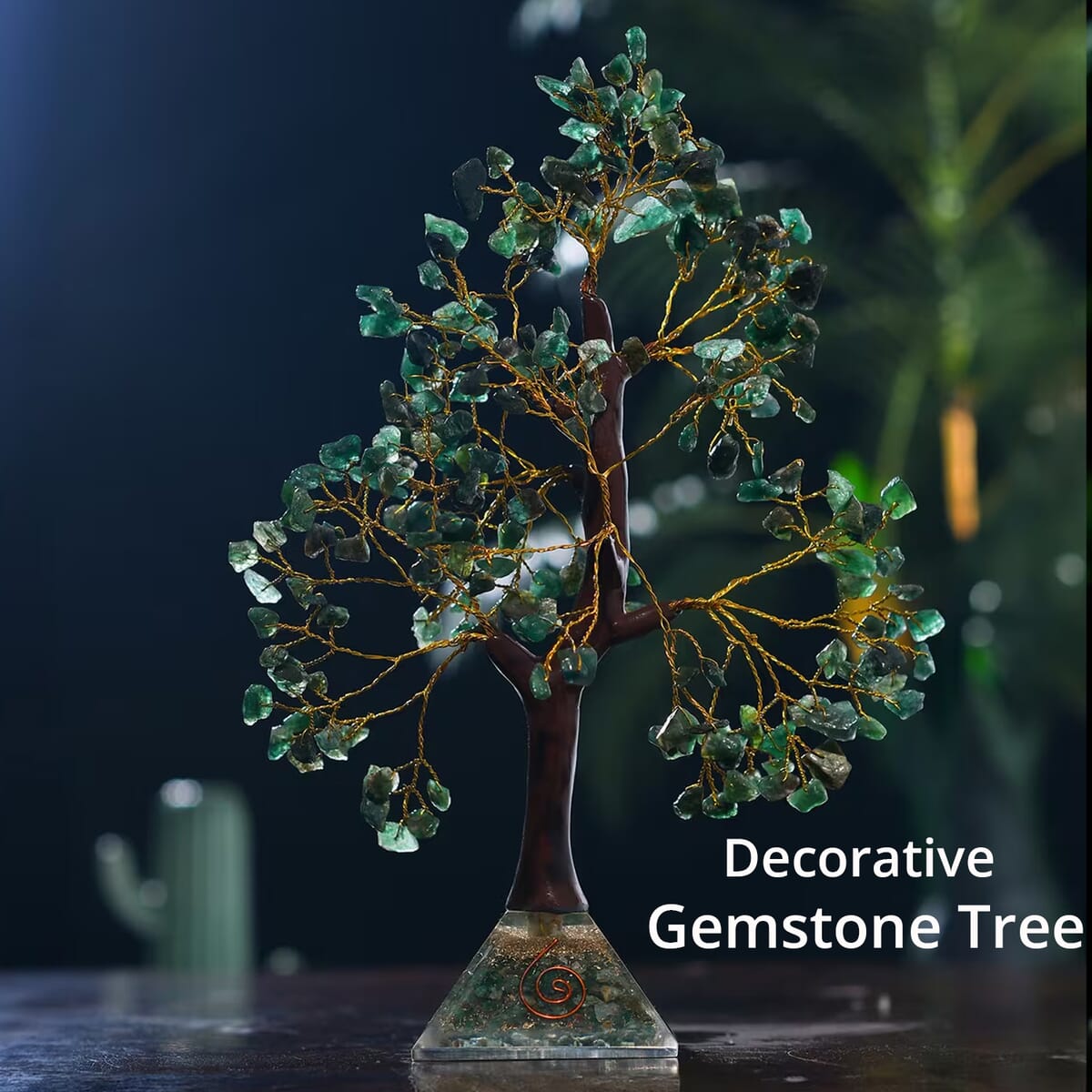 Green Aventurine Gemstone Tree With Pyramid Orgone Base (Approx. 0.881 lbs) image number 1