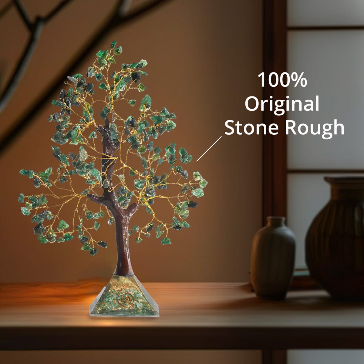 Green Aventurine Gemstone Tree With Pyramid Orgone Base (Approx. 0.881 lbs) image number 2