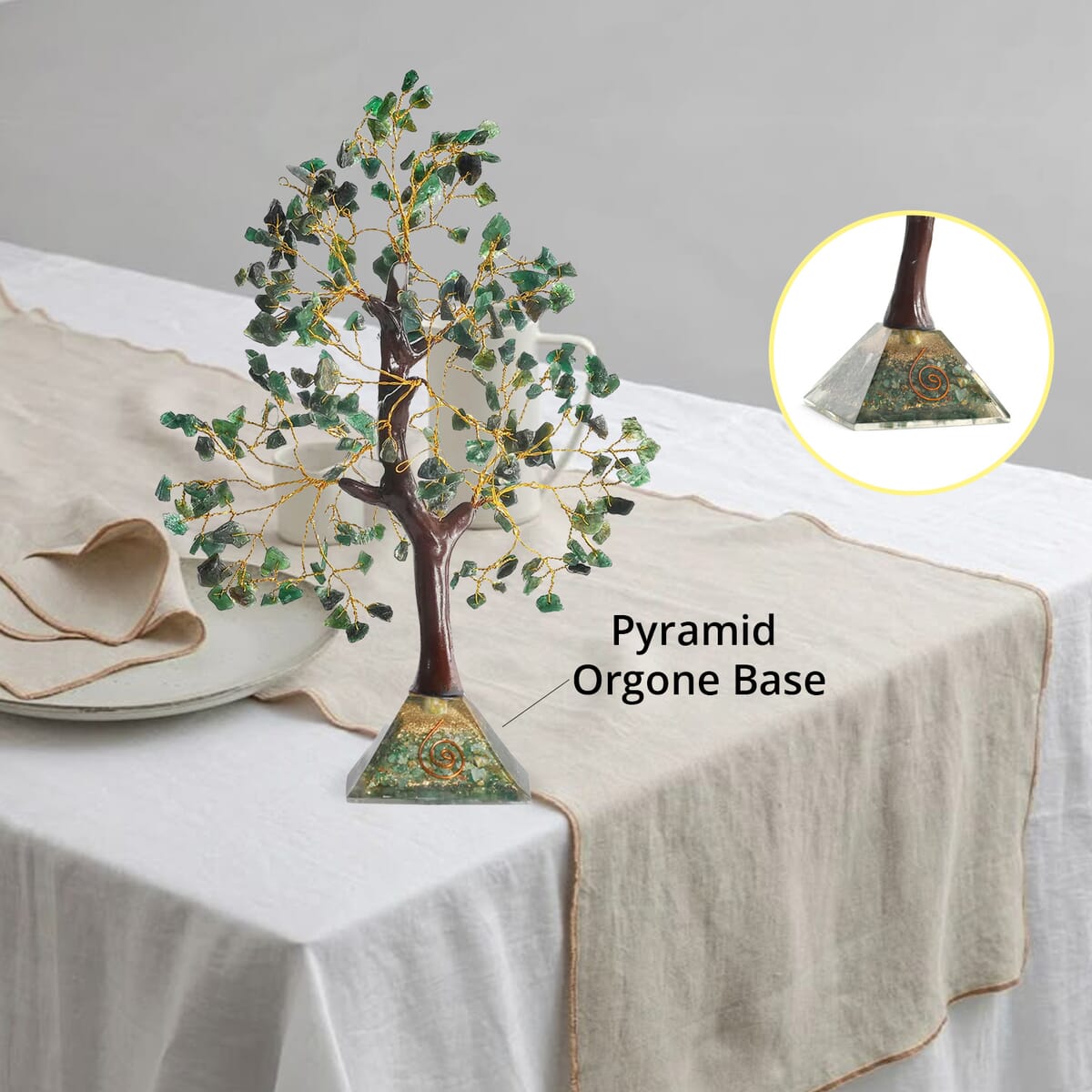 Green Aventurine Gemstone Tree With Pyramid Orgone Base (Approx. 0.881 lbs) image number 5