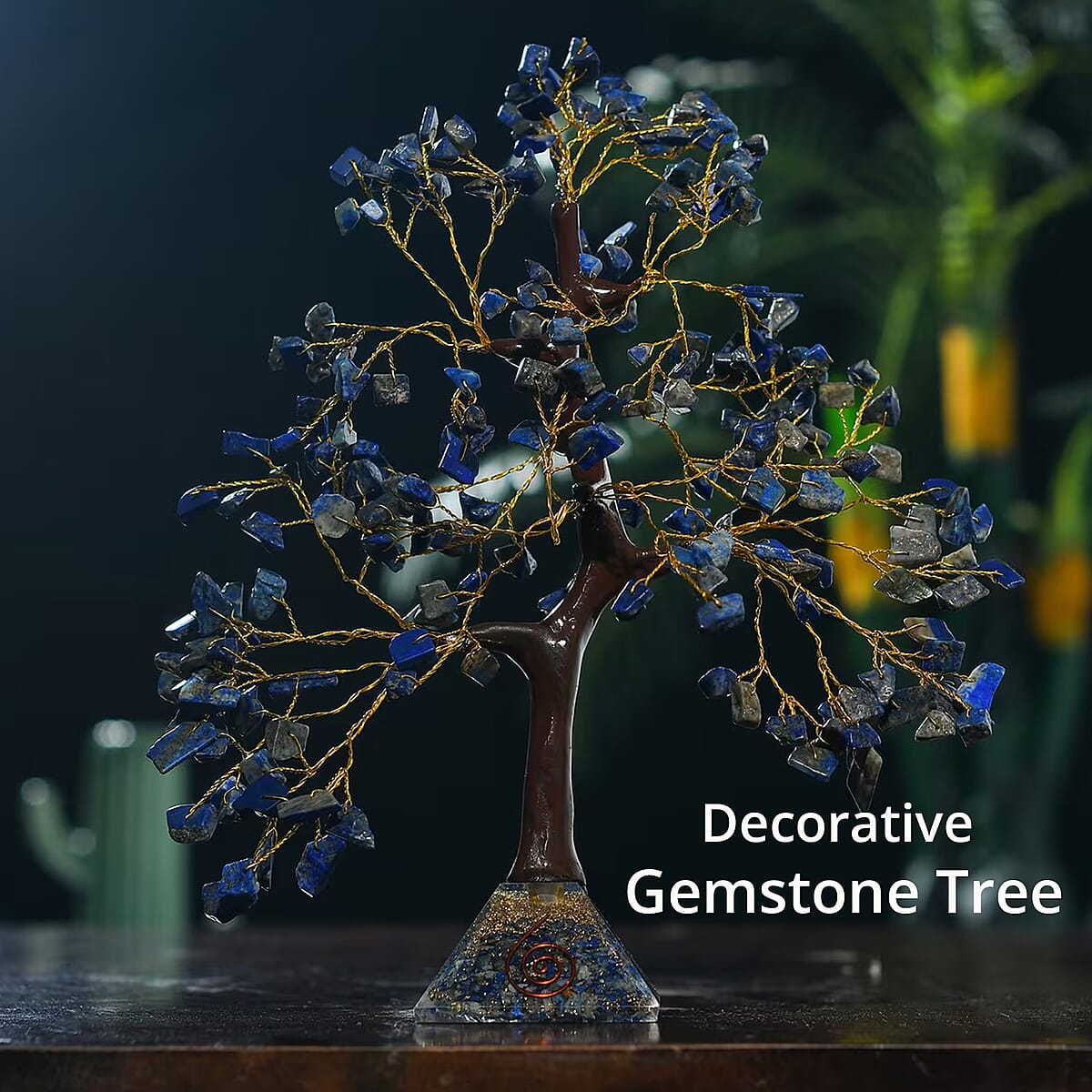 Lapis Lazuli Gemstone Tree With Pyramid Orgone Base (Approx. 0.881 lbs) image number 1