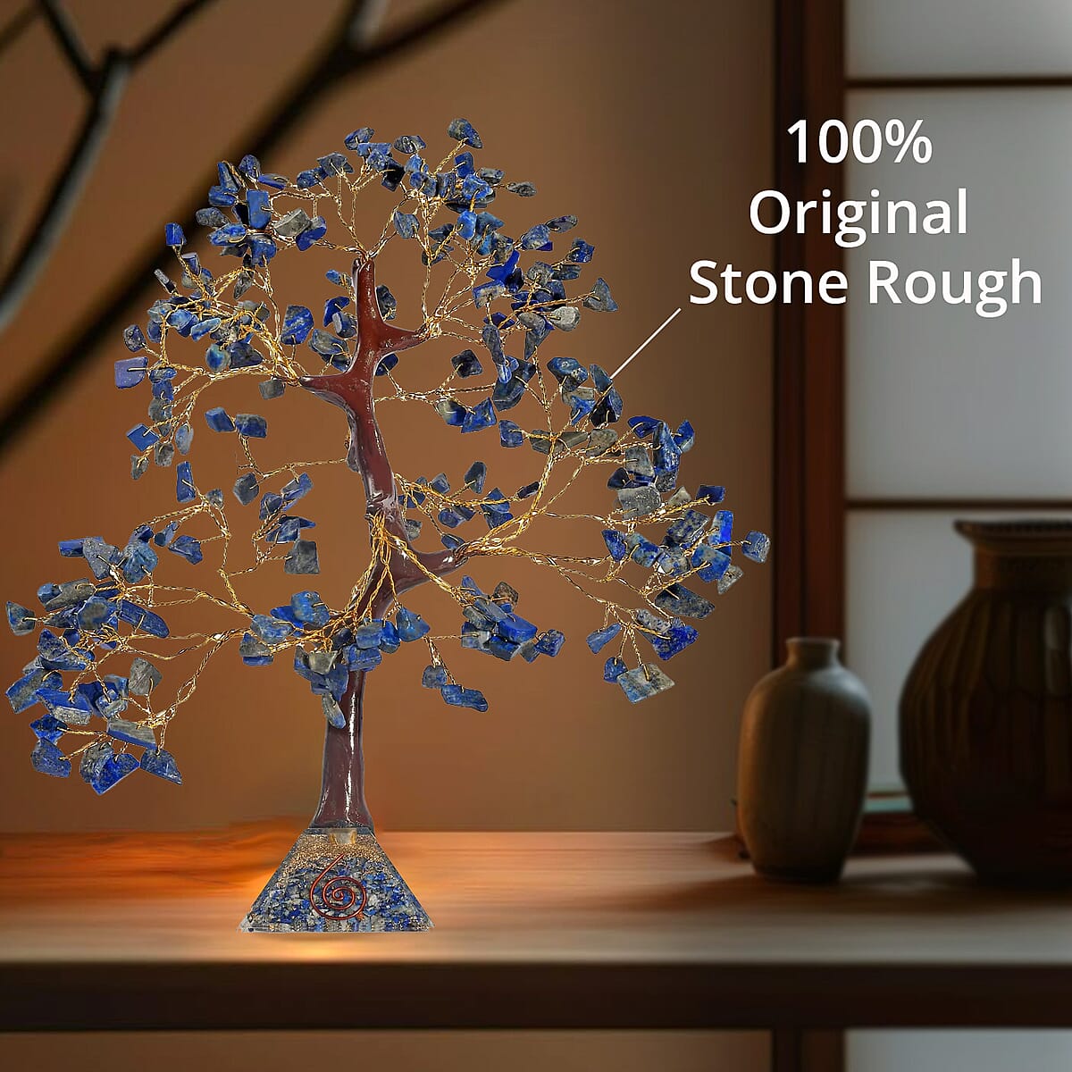 Lapis Lazuli Gemstone Tree With Pyramid Orgone Base (Approx. 0.881 lbs) image number 2