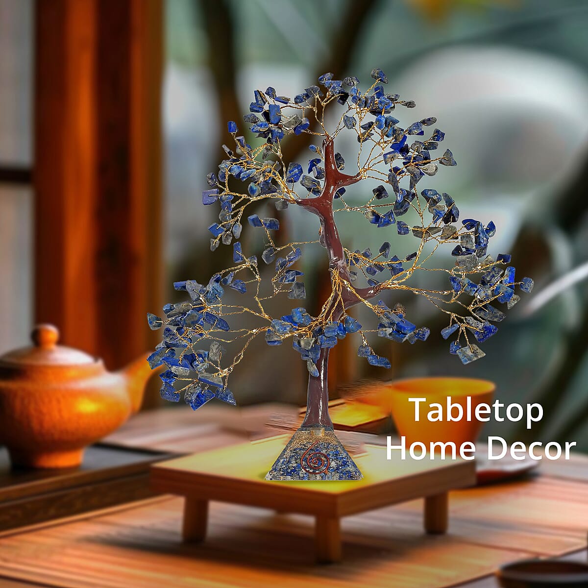 Lapis Lazuli Gemstone Tree With Pyramid Orgone Base (Approx. 0.881 lbs) image number 3