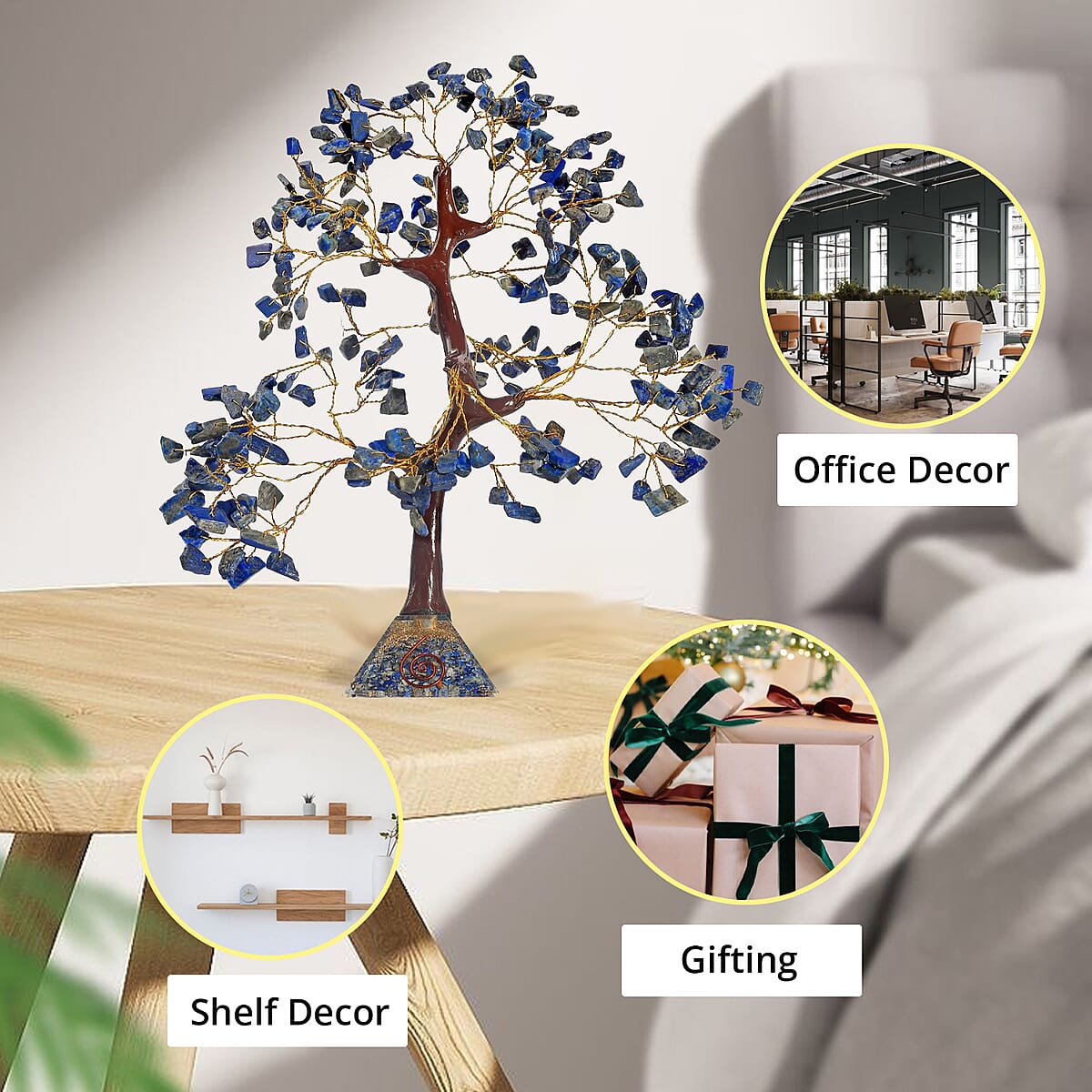 Lapis Lazuli Gemstone Tree With Pyramid Orgone Base (Approx. 0.881 lbs) image number 4