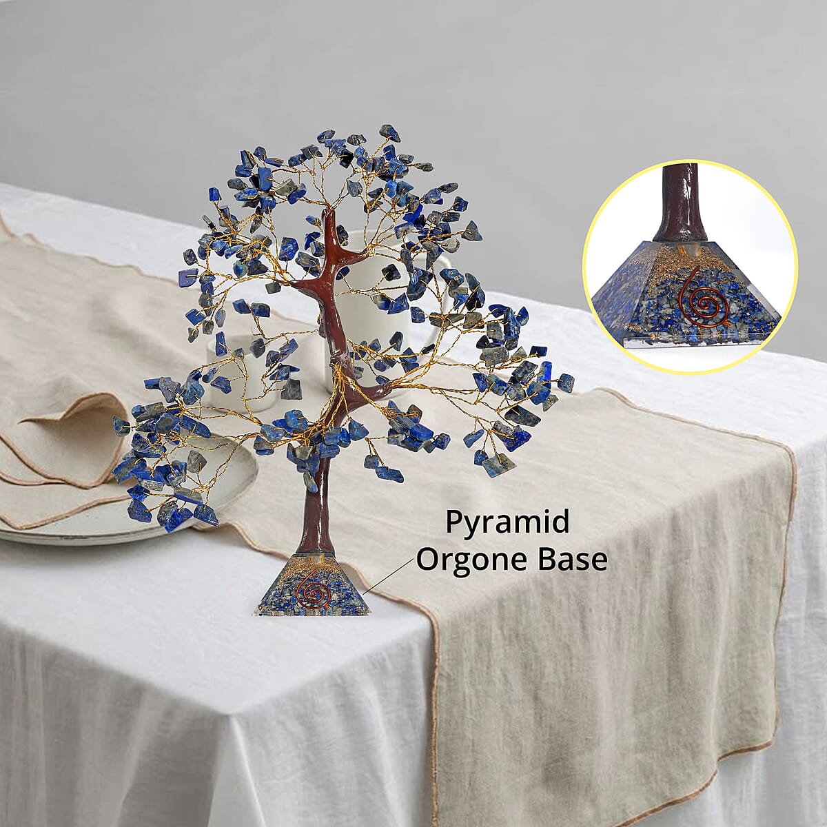 Lapis Lazuli Gemstone Tree With Pyramid Orgone Base (Approx. 0.881 lbs) image number 5