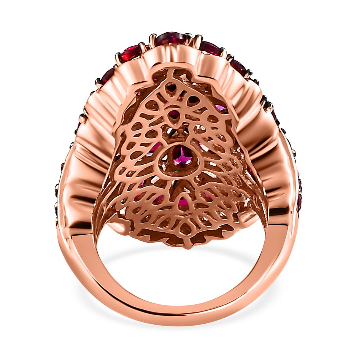 Orissa Rhodolite Garnet Cocktail Ring in Vermeil Rose Gold Over Sterling Silver (Size 10.0) 8.40 ctw