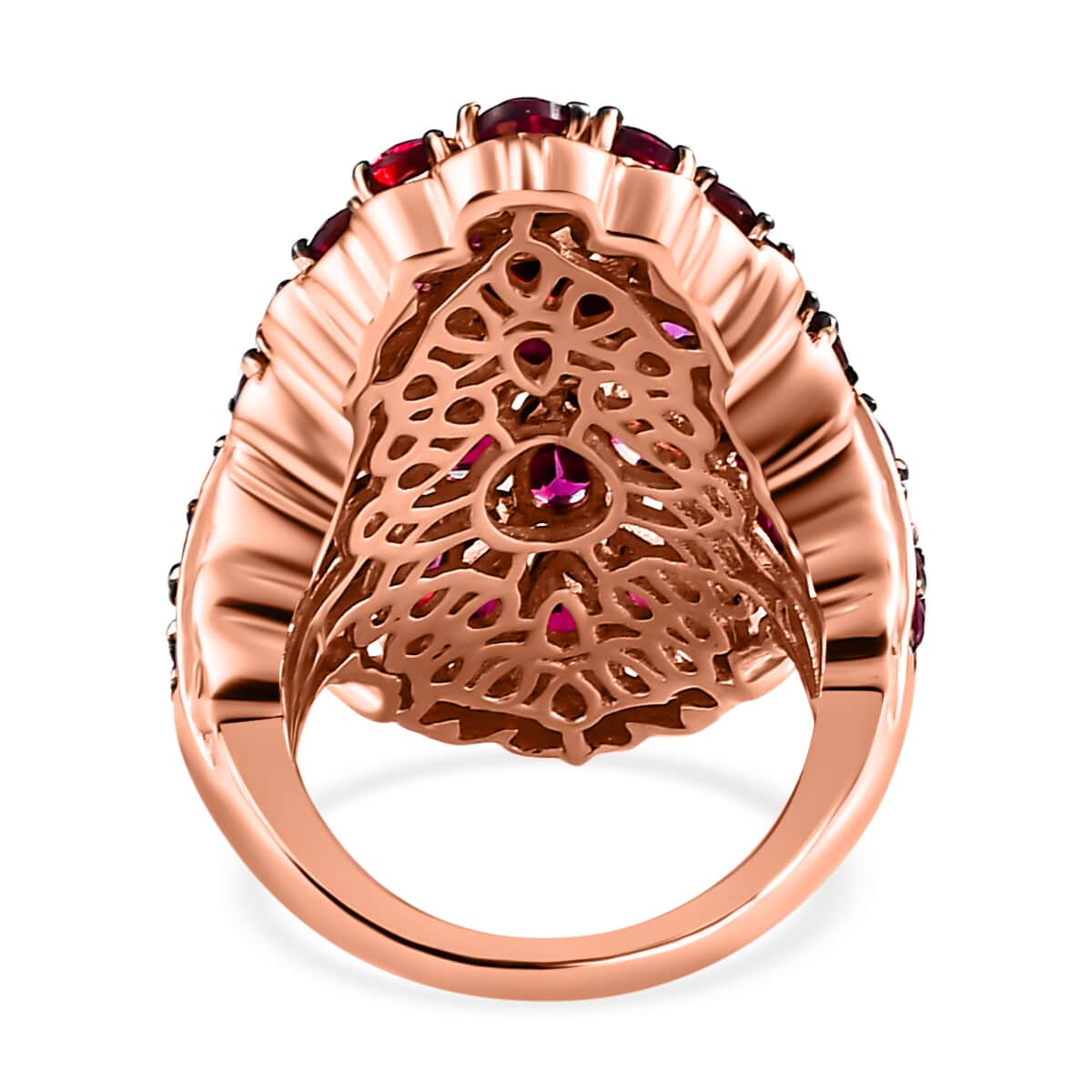 Orissa Rhodolite Garnet Cocktail Ring in Vermeil Rose Gold Over Sterling Silver (Size 7.0) 8.40 ctw image number 4