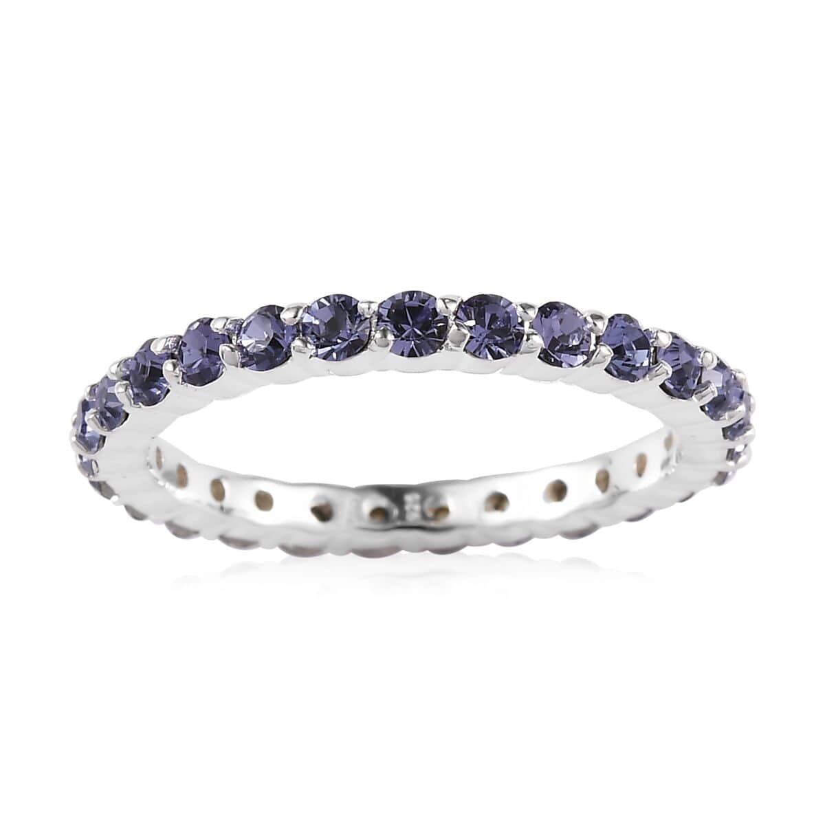 Designer Premium Tanzanite Color Austrian Crystal Eternity Band Ring in Sterling Silver (Size 8.0) image number 0