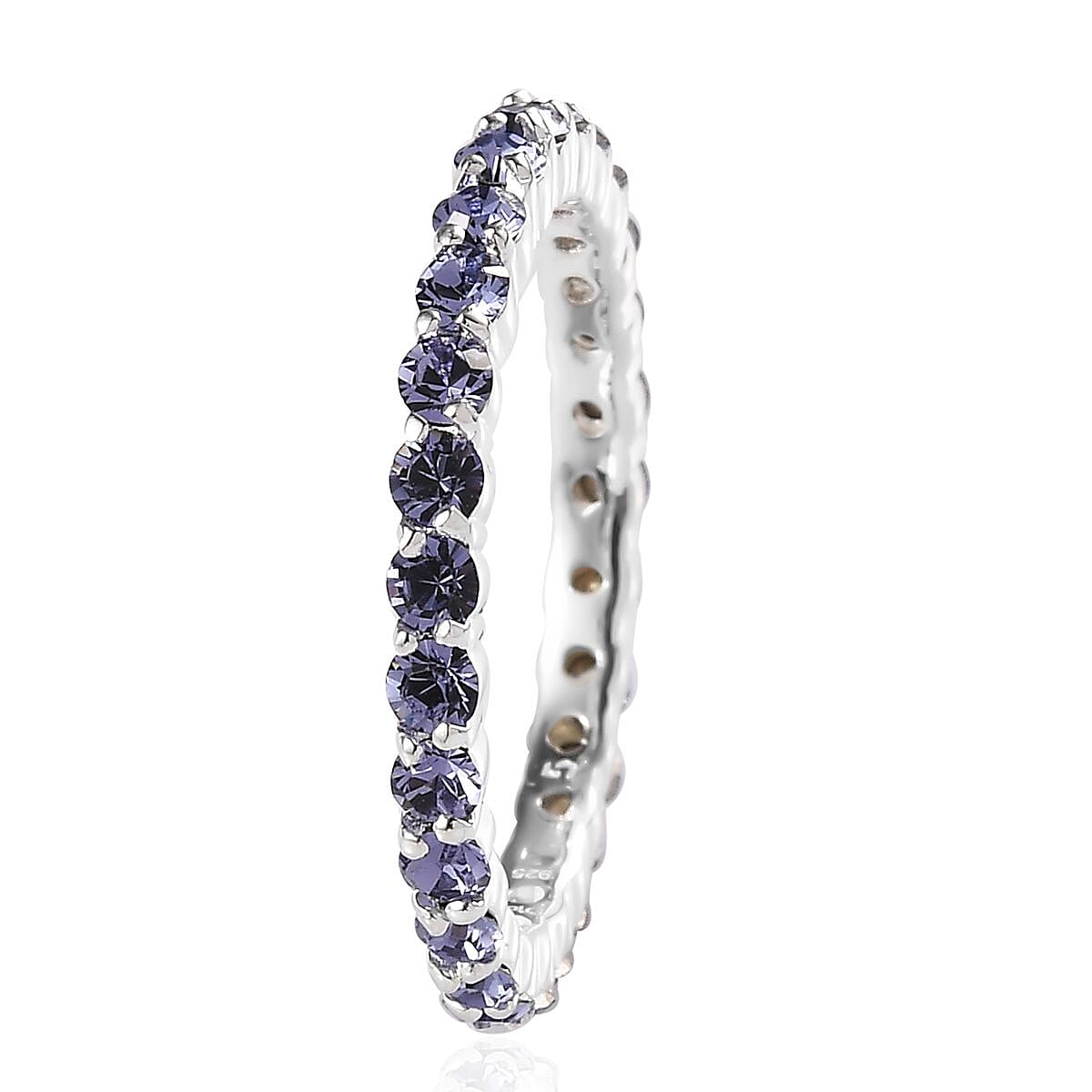 Designer Premium Tanzanite Color Austrian Crystal Eternity Band Ring in Sterling Silver (Size 8.0)