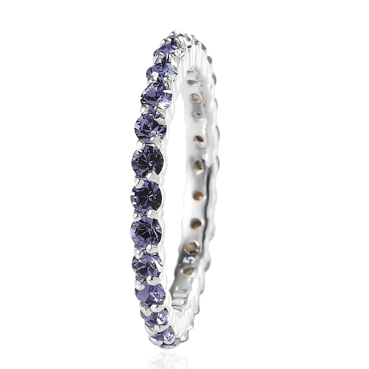 Designer Premium Tanzanite Color Austrian Crystal Eternity Band Ring in Sterling Silver (Size 8.0) image number 3