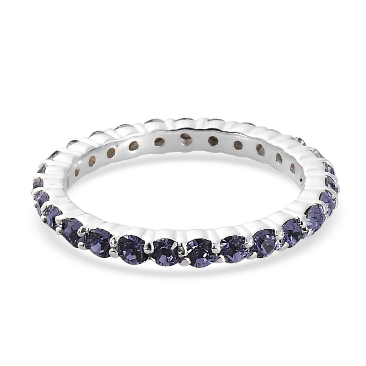 Designer Premium Tanzanite Color Austrian Crystal Eternity Band Ring in Sterling Silver (Size 8.0) image number 4