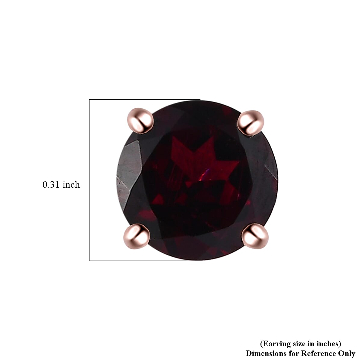 Orissa Rhodolite Garnet Solitaire Stud Earrings in Vermeil Rose Gold Over Sterling Silver 3.15 ctw
