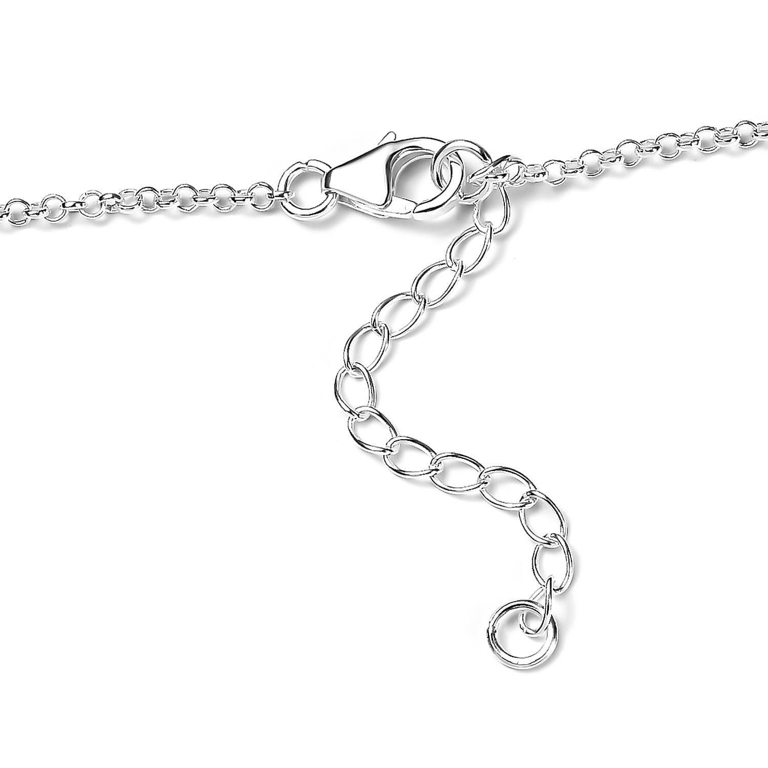 Designer Premium Aquamarine Color Austrian Crystal Station Necklace 18 Inches in Sterling Silver