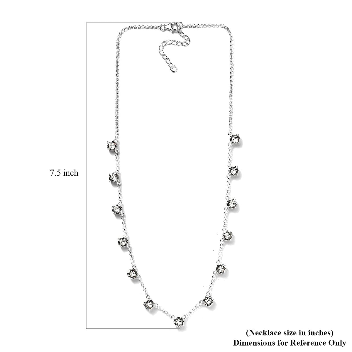 D'Joy Designer Premium Austrian Crystal Station Necklace 18 Inches in Sterling Silver image number 5