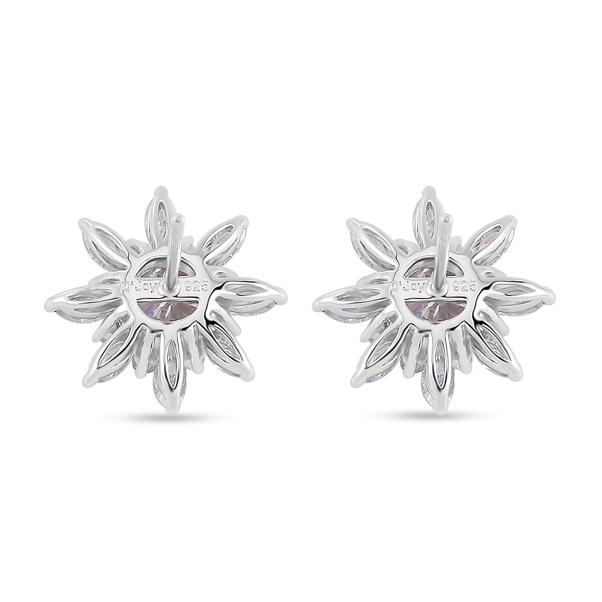 Moissanite Sunburst Stud Earrings in Rhodium Over Sterling Silver 2.90 ctw