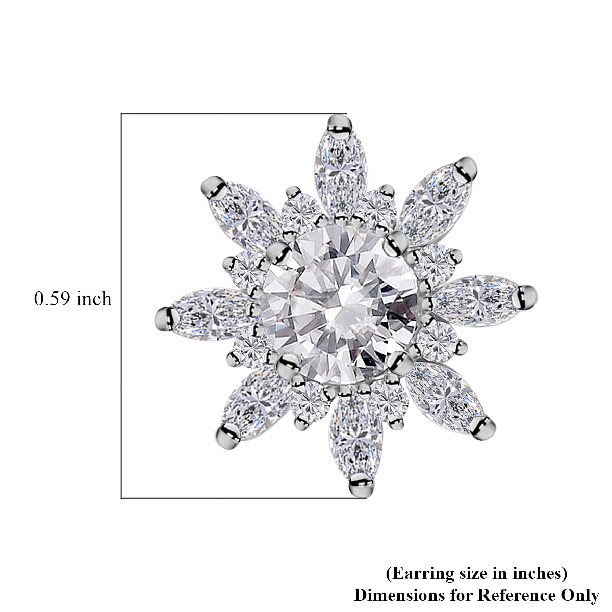 Moissanite Sunburst Stud Earrings in Rhodium Over Sterling Silver 2.90 ctw