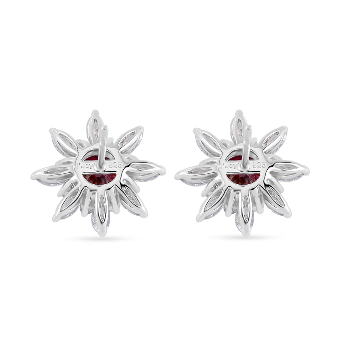 Pink Lotus Moissanite and Moissanite Sunburst Stud Earrings in Rhodium Over Sterling Silver 2.90 ctw image number 4