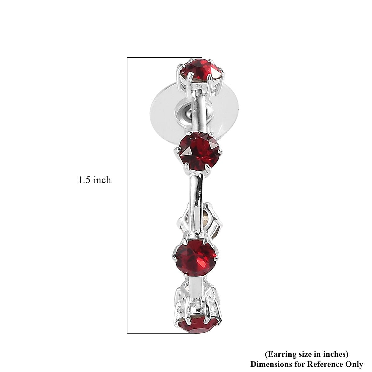 Designer Premium Siam Color Austrian Crystal Hoop Earrings in Sterling Silver