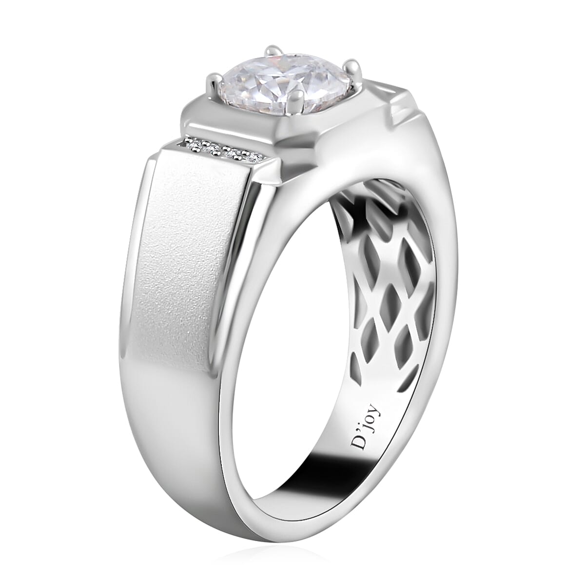Moissanite Ring in Rhodium Over Sterling Silver (Size 10.0) 1.00 ctw