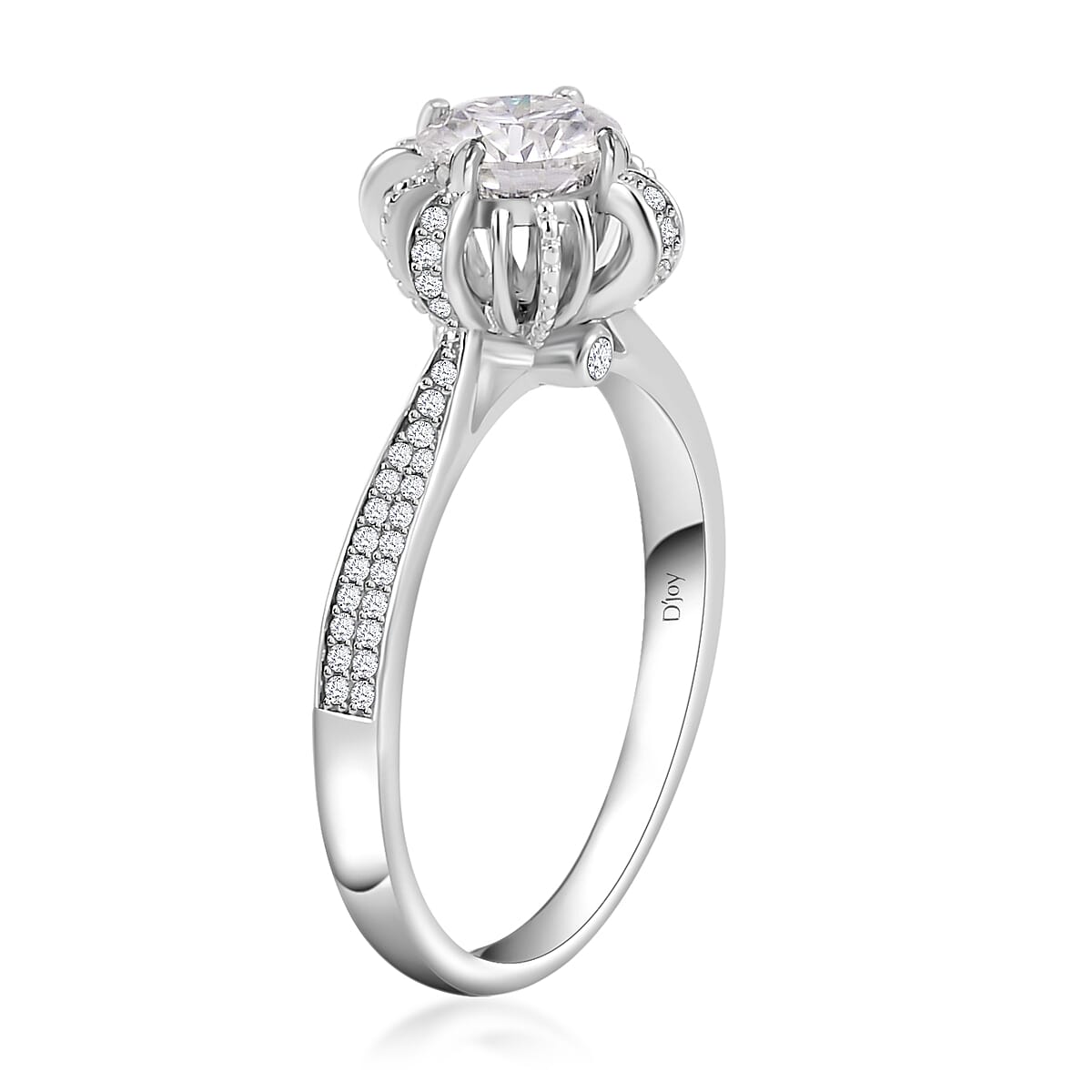 Moissanite Princess Crown Engagement Ring in Rhodium Over Sterling Silver (Size 6.0) 0.40 ctw image number 3