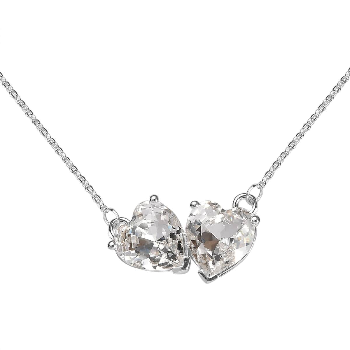 Designer Premium Austrian Crystal Heart Necklace 18 Inches in Sterling Silver image number 0