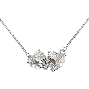 Designer Premium Austrian Crystal Heart Necklace 18 Inches in Sterling Silver