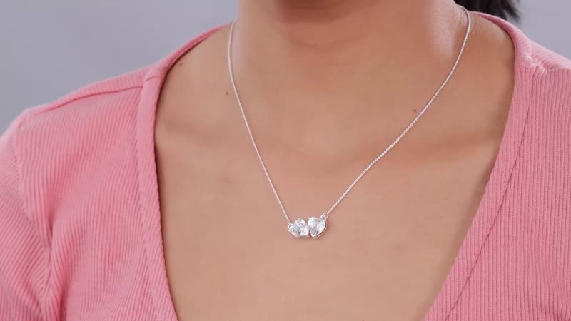 Designer Premium Austrian Crystal Heart Necklace 18 Inches in Sterling Silver