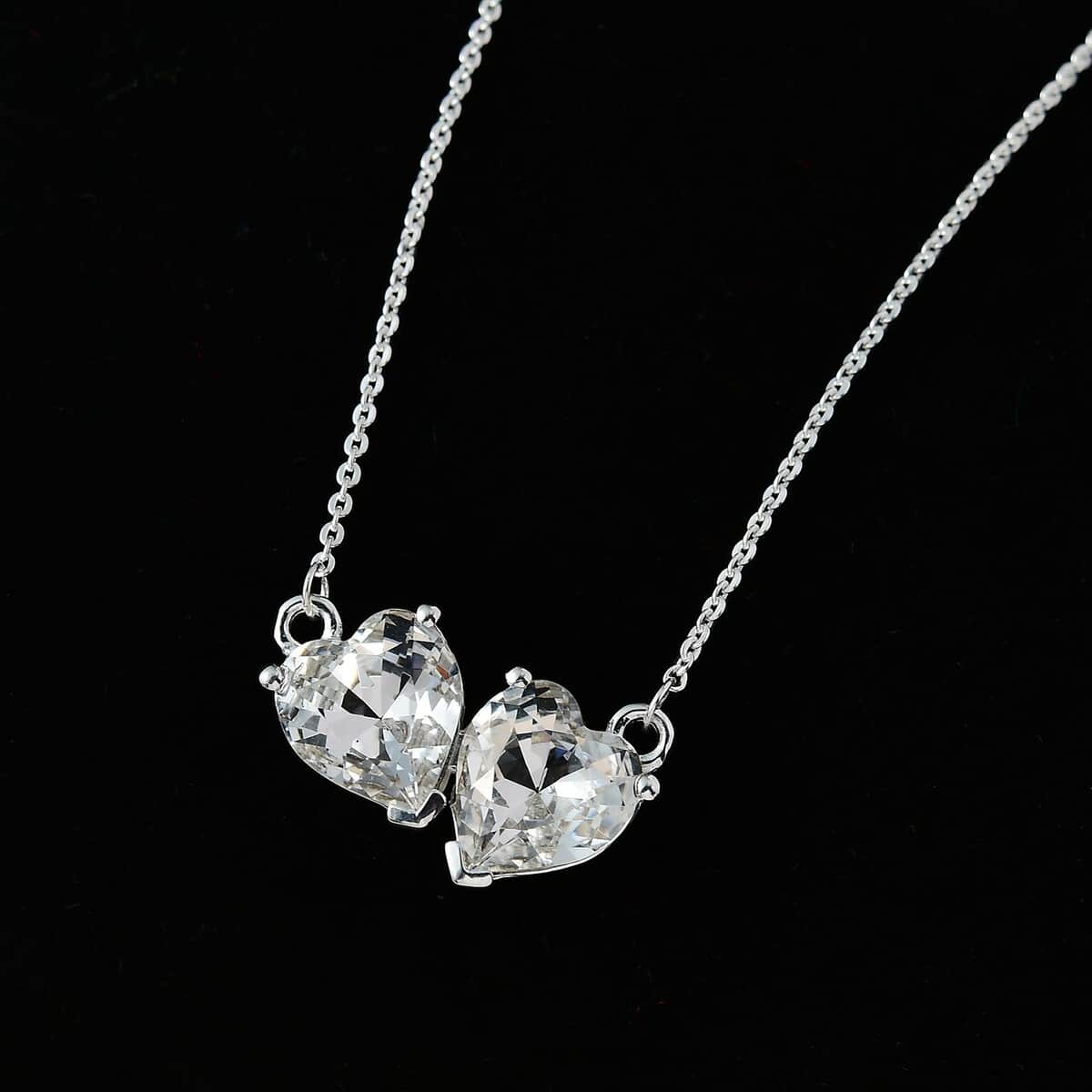 Designer Premium Austrian Crystal Heart Necklace 18 Inches in Sterling Silver image number 1