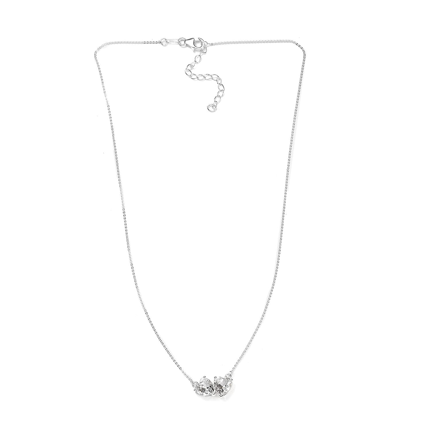 Designer Premium Austrian Crystal Heart Necklace 18 Inches in Sterling Silver