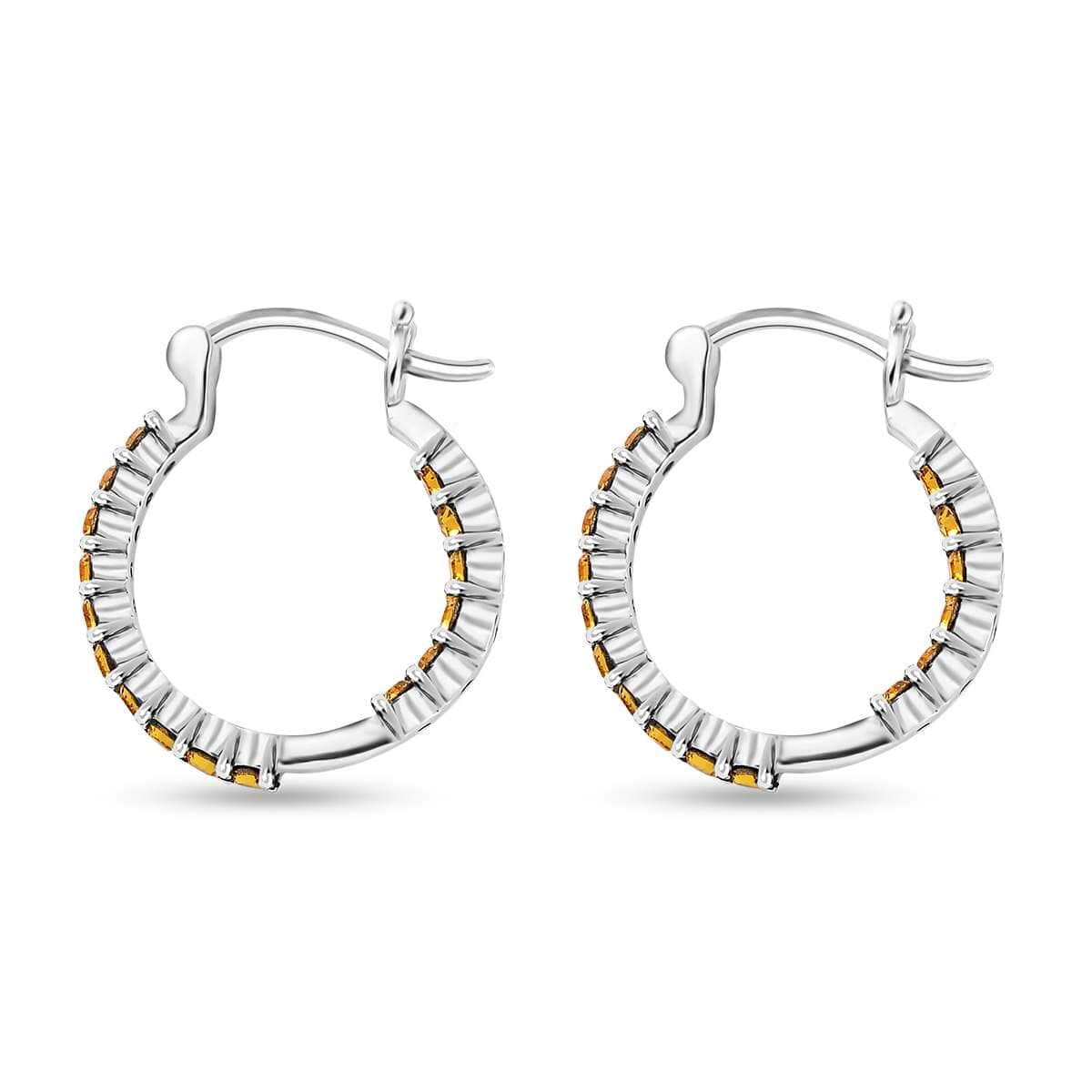 Sunflower Color Crystal Inside Out Hoop Earrings in Stainless Steel image number 3