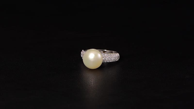Freshwater Cultured Pearl and Simulated Multi Color Diamond Ring in Silvertone 0.50 ctw