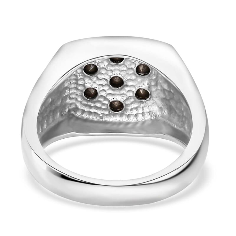Designer Premium Topaz Color Austrian Crystal Men's Ring in Stainless Steel (Size 10.0)