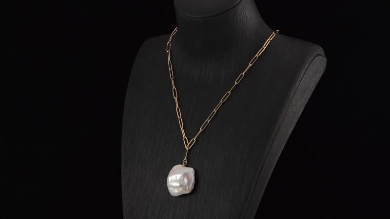 White Keshi Pearl Necklace 20 Inches in ION Plated YG Stainless Steel
